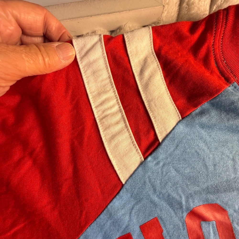 Nike Houston Oilers Mens Blue Red Long Sleeve Raglan T-Shirt Small - Picture 9 of 11